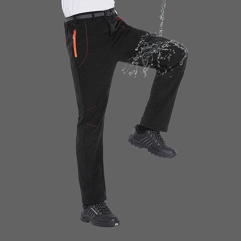 Outdoor Pants LNGXO Men Winter Fleece Pants Warm Waterproof Hiking Pants Outdoor Camping Climbing Skiing Soft Shell Windproof Rain Trousers 231202