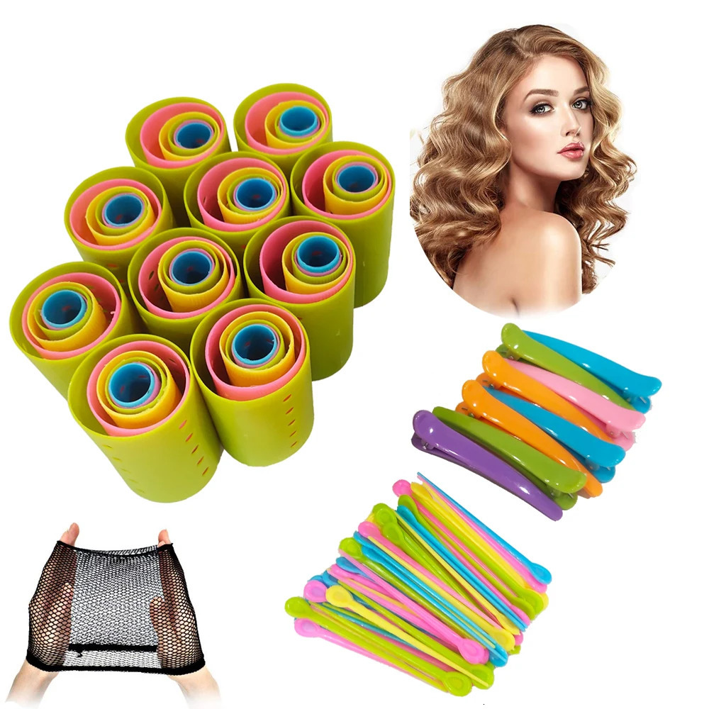 Hair Curlers Roller Set Stackable 6 Size Rollers Include 60 Pins From Small to Large Curling Styling Tool