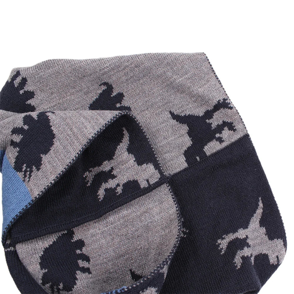 Scarves Wraps Winter Scarf For Boys Dino Neck Warm Girls Knitted Neckerchief Baby Kids Warm Windproof Muffler 231202