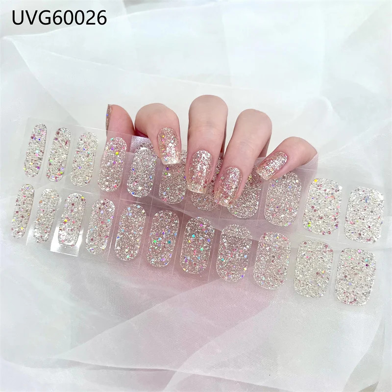 Stickers Decals Gel Nail Stickers Curing UV Lamp Full High Quality Semi-Cured Gel Nail Strips Adhesive Long Lasting Nail Art Decoration Tips 231202