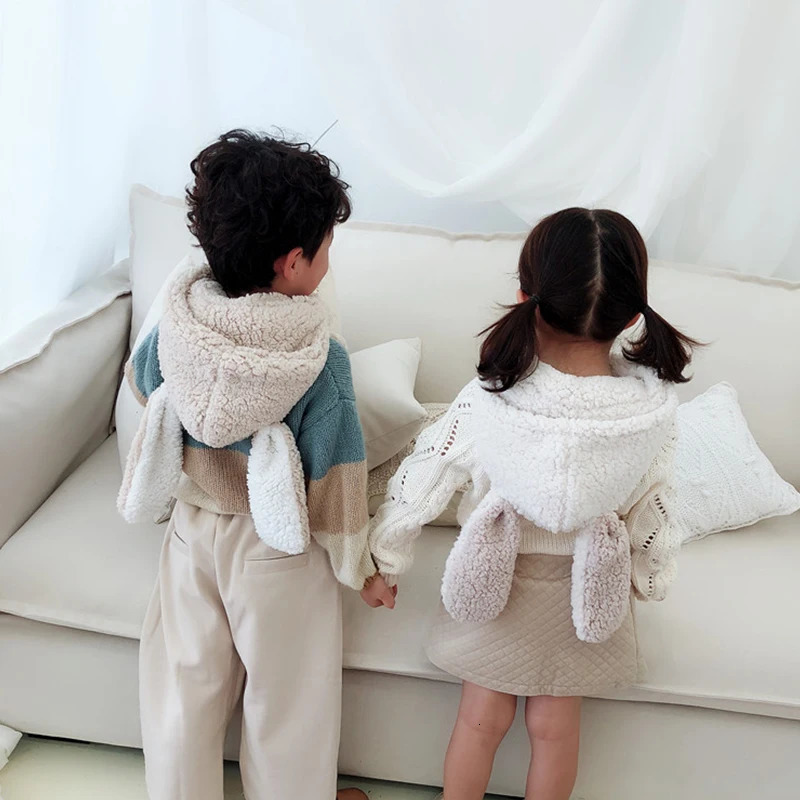 Caps Hats Winter Warm Girl Boy Hat Kids est Style Cute Hooded Scarf Children Knitted Wool Caps Hats Five Colors For Baby 231202