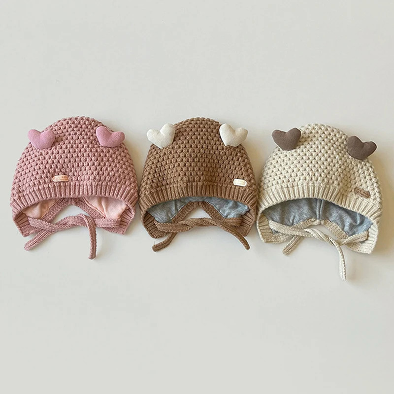 Caps Hats Korean Style Autumn Winter Unisex Cute Pompom Cotton Earflap Caps For born Toddler Kids Girls Cap Baby Boy Hats Beaine Bonnet 231202