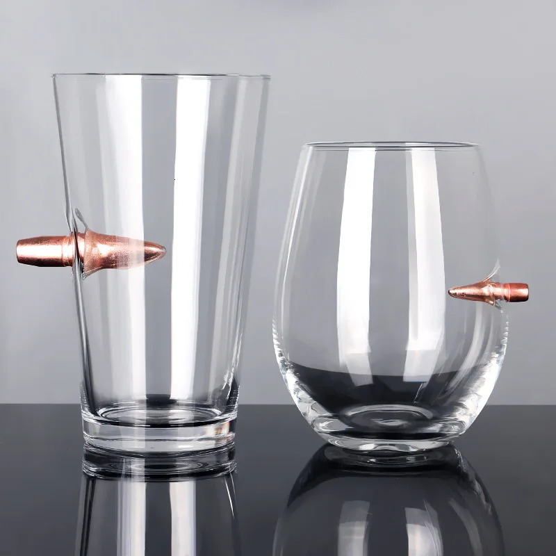 Wine Glasses Creative Whisky Glass With Bullet Rum Crystal Cup Durable Whiskey Personalized S Shape 231202