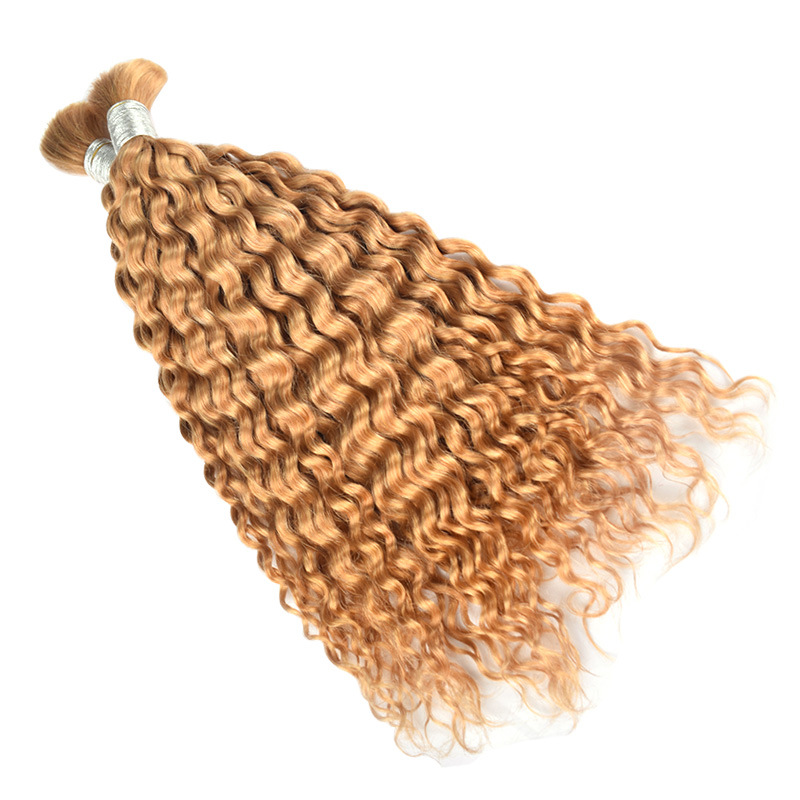 Brazilian Human Bulks 27# Color Deep Italian Curly Water Wave 100g 14-26inch Hair Extensions