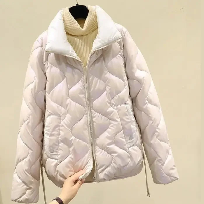Womens Down Parkas Casual Quilted Chains Jacket Classic Solid Color Thicken Warm Padded for Women Cotton Thermal Coats T345 231202