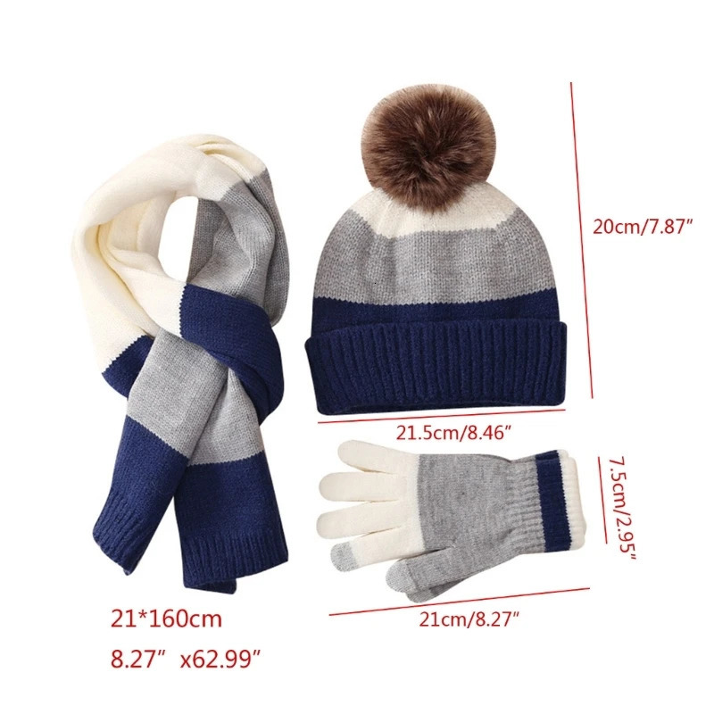 Scarves Wraps Kids Winter Beanie Hat Scarf Gloves Set for 8-15 Years Old Girls Boys Knit Thick Warm Children Hat with Gloves 231202