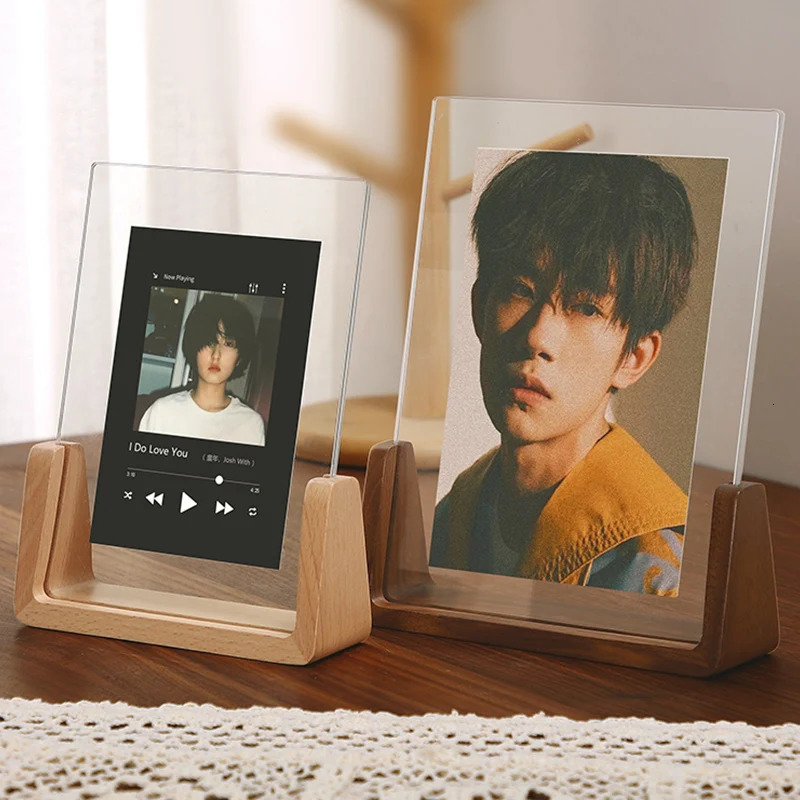 2026 Acrylic Wooden Picture Frame Kpop Pocards Holder Po Frames Dispaly Nordic Home Room Table Decor 231202 H260306