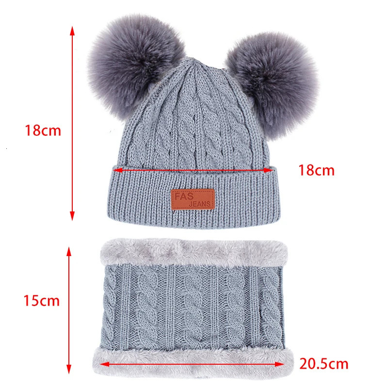 Caps Hats Kids Winter Hat Scarf Gloves Set Double Ball Fleece Lining Baby Hats for Boy Girl Solid Color Infant Knitting Beanie Cap 1-4Year 231202