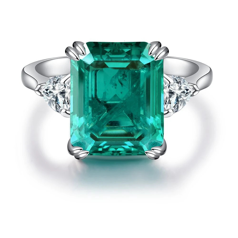 Wedding Rings Wong Rain 100% 925 Sterling Silver Crushed Ice Cut Emerald High Carbon Diamond Gemstone Engagement Fine Jewelry Women Ring Gift 231202