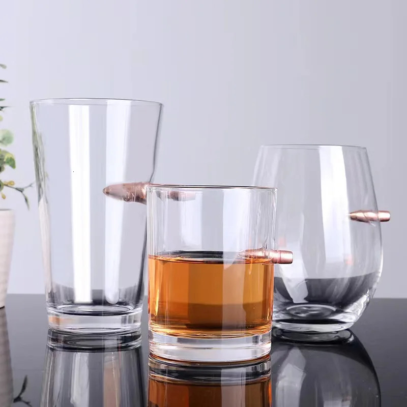 Wine Glasses Creative Whisky Glass With Bullet Rum Crystal Cup Durable Whiskey Personalized S Shape 231202