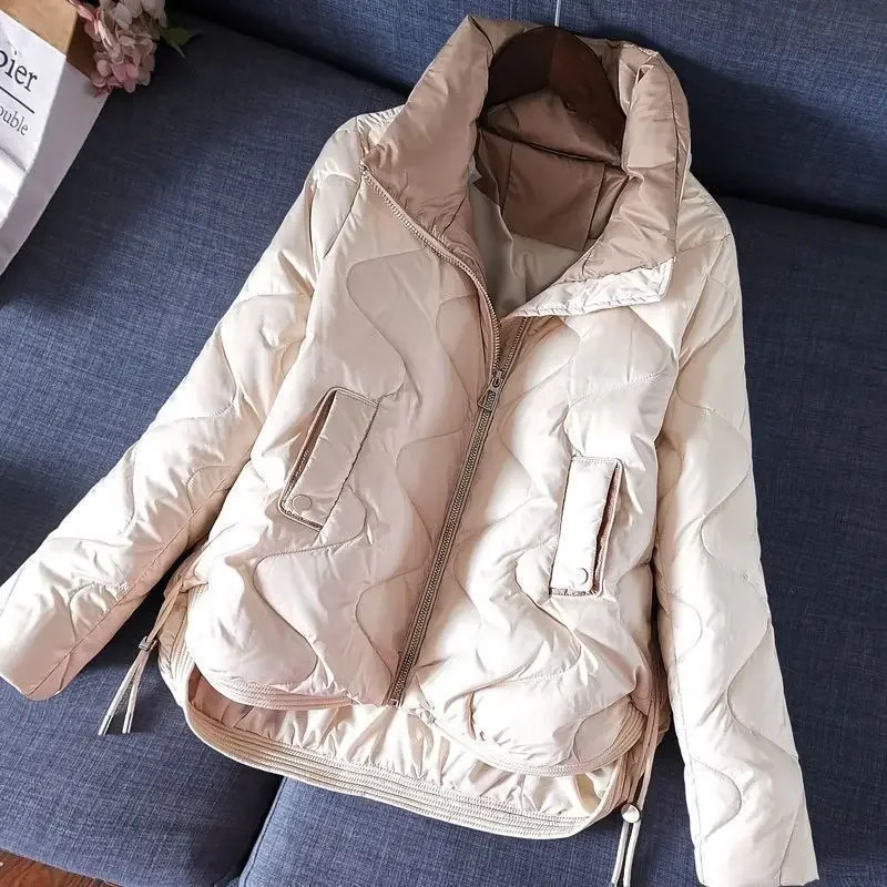 Womens Down Parkas Casual Quilted Chains Jacket Classic Solid Color Thicken Warm Padded for Women Cotton Thermal Coats T345 231202