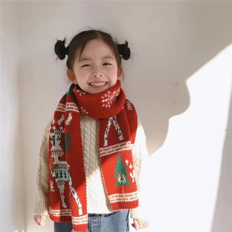 Scarves Wraps Christmas Scarf Winter Baby Scarf for Girls Boys Children Scarves Kids Mom Red Mufflers Long Warm Women Shawl Wrap Neck Warmer 231202