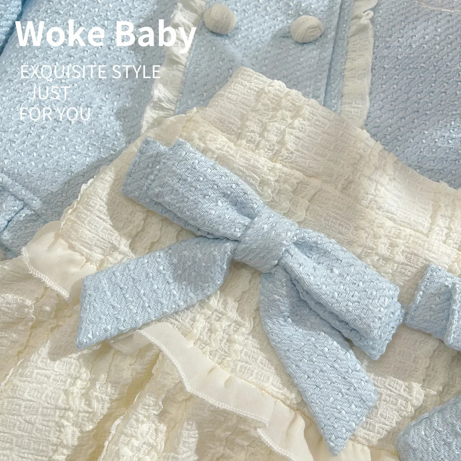 Clothing Sets Childrens two pcs Girls Autumn Season Korean Fashion Color Matching Lotus Leaf Edge Bows Button 231202