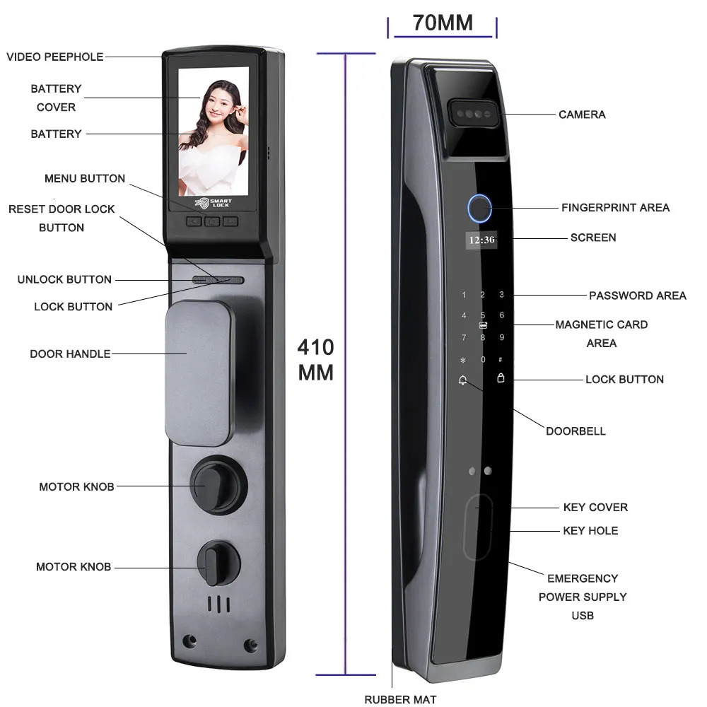 Door Locks TIAGO fully automatic WIFI APP 3D Face Recognition Smart Lock Fingerprint Biometric Card Key Digital Home 231202