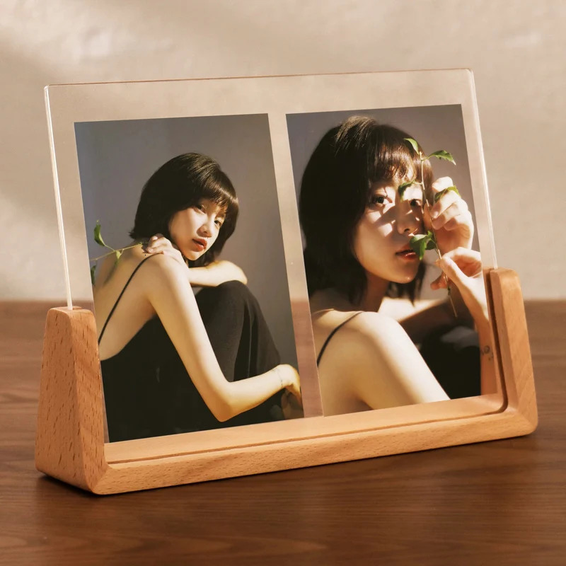 2026 Acrylic Wooden Picture Frame Kpop Pocards Holder Po Frames Dispaly Nordic Home Room Table Decor 231202 H260306
