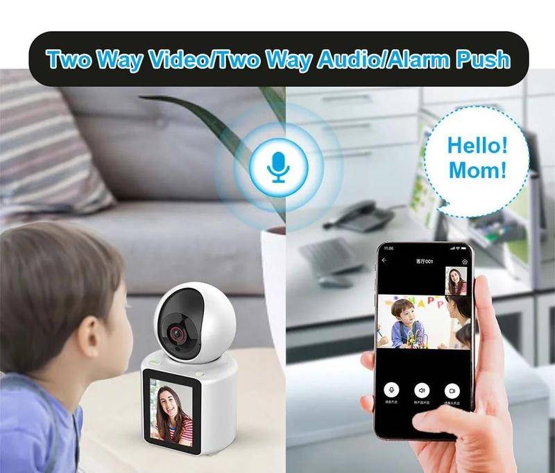 WIFI Camera dual Camera with 2.8 Inch Screen 1080P Two way Audio AI Video Call Baby Monitor CCTV Surveillance camera