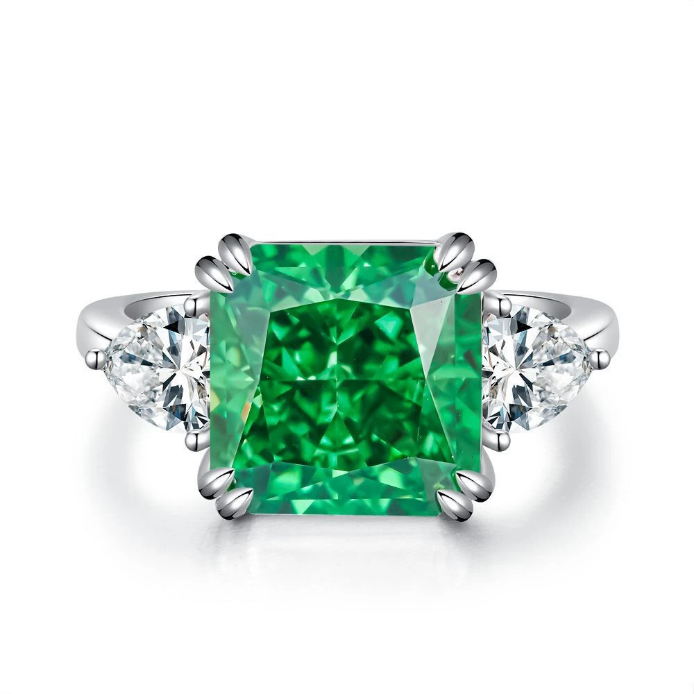 Wedding Rings Wong Rain 100% 925 Sterling Silver Crushed Ice Cut Emerald High Carbon Diamond Gemstone Engagement Fine Jewelry Women Ring Gift 231202