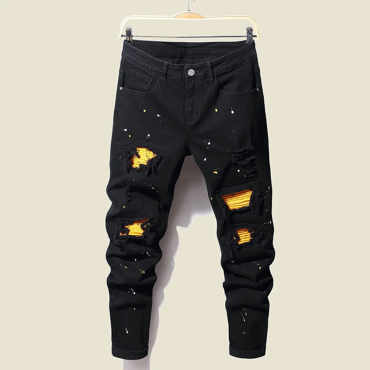 Mens Jeans Fashion Street Style Ripped Skinny Men Vintage wash Solid Denim Trouser Casual Slim fit pencil denim Pants 231202