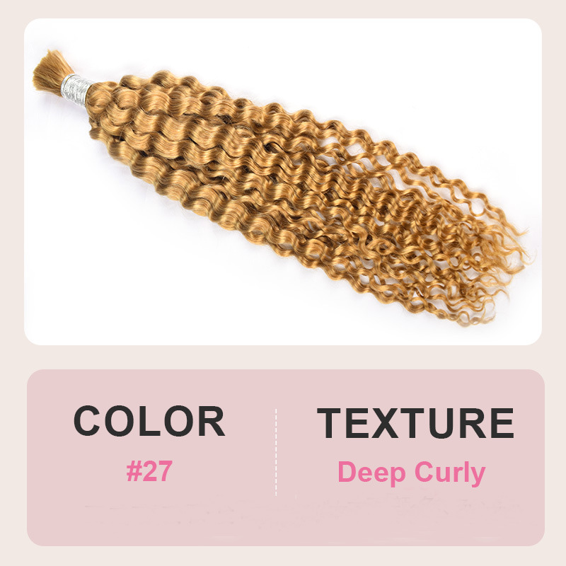 27# Color Malaysian 100% Human Bulks Deep Italian Curly Water Wave Hair Extensions 100g 14-26inch