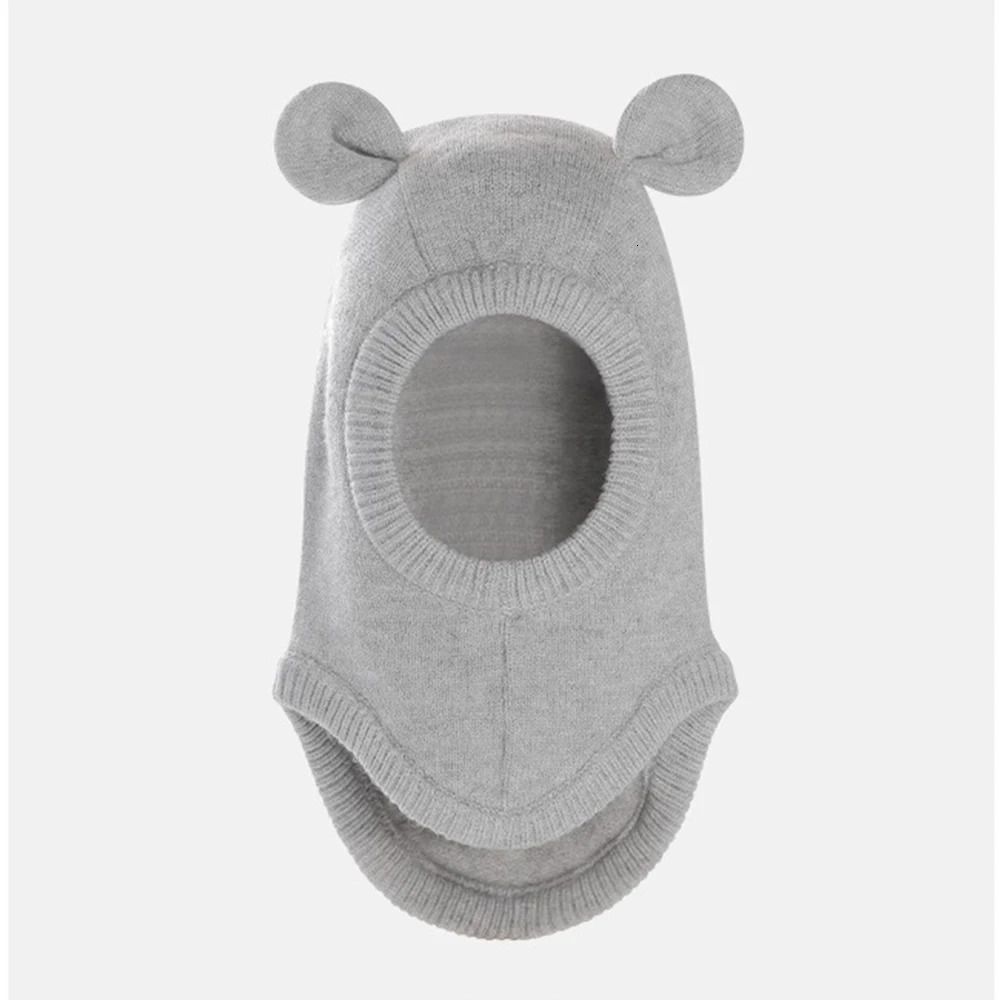 Caps Hats Winter Wool Baby Balaclava Hat Knitted Caps With Cute Ears for Boys and Girls with Double Layer 231202