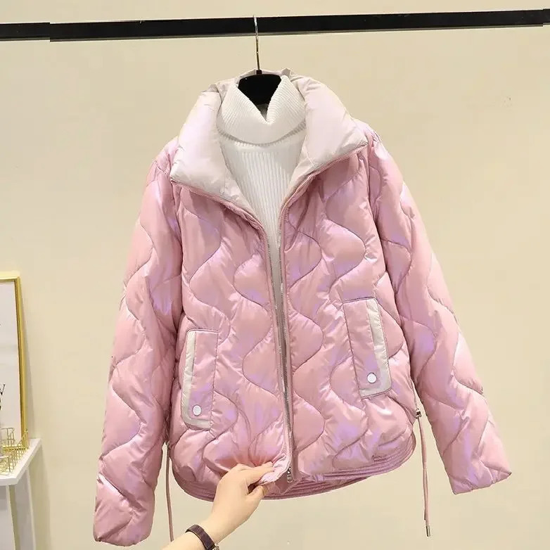Womens Down Parkas Casual Quilted Chains Jacket Classic Solid Color Thicken Warm Padded for Women Cotton Thermal Coats T345 231202