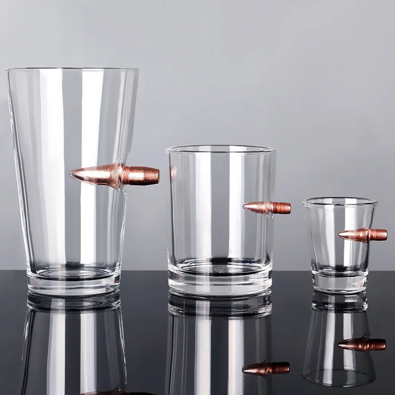 Wine Glasses Creative Whisky Glass With Bullet Rum Crystal Cup Durable Whiskey Personalized S Shape 231202