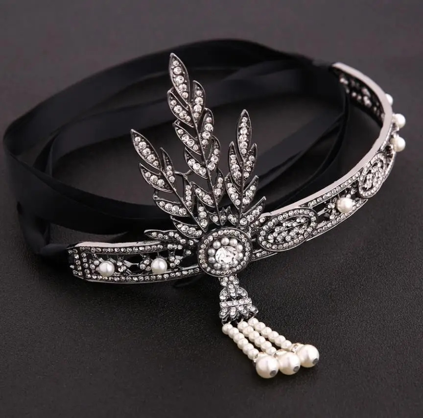 Headbands Art Deco Women 1920s Vintage Bridal Headpiece Costume Hair Accessories Flapper Great Gatsby Leaf Medallion Pearl Headband 231204