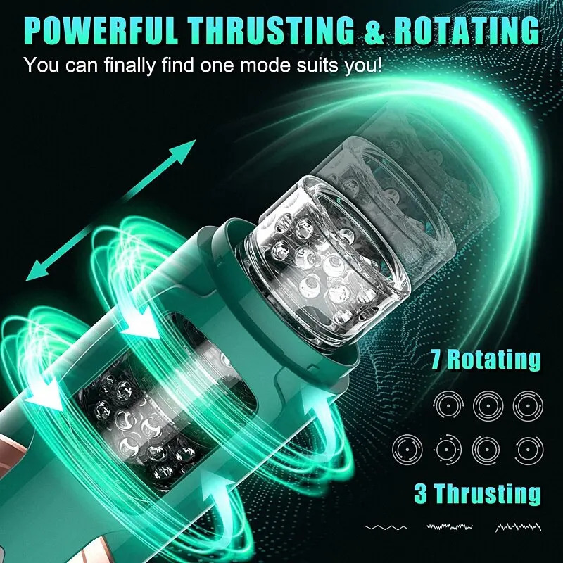 Masturbators Automatic Male Masturbator with 7 Thrusting Rotating Mastubators Cup Electric Pocket Pussy for Penis Stimulation Stroker 231204