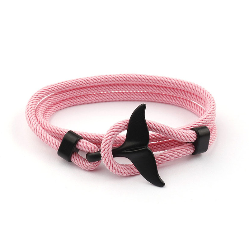 Designer Whale Tail Rope Bracelet Nautical Bracelet Coastal Survival Rope Hand Bracelet for Men Women Paracord Dolphin Tail Metal Hook Bangle Wrist Ba