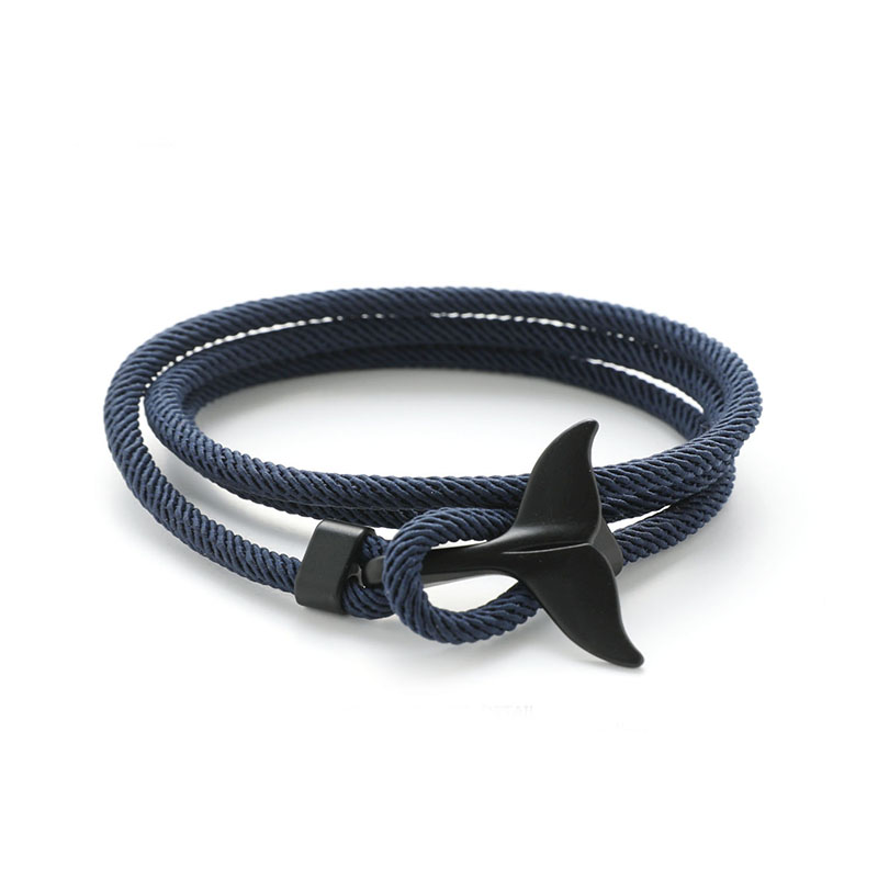 Designer Whale Tail Rope Bracelet Nautical Bracelet Coastal Survival Rope Hand Bracelet for Men Women Paracord Dolphin Tail Metal Hook Bangle Wrist Ba