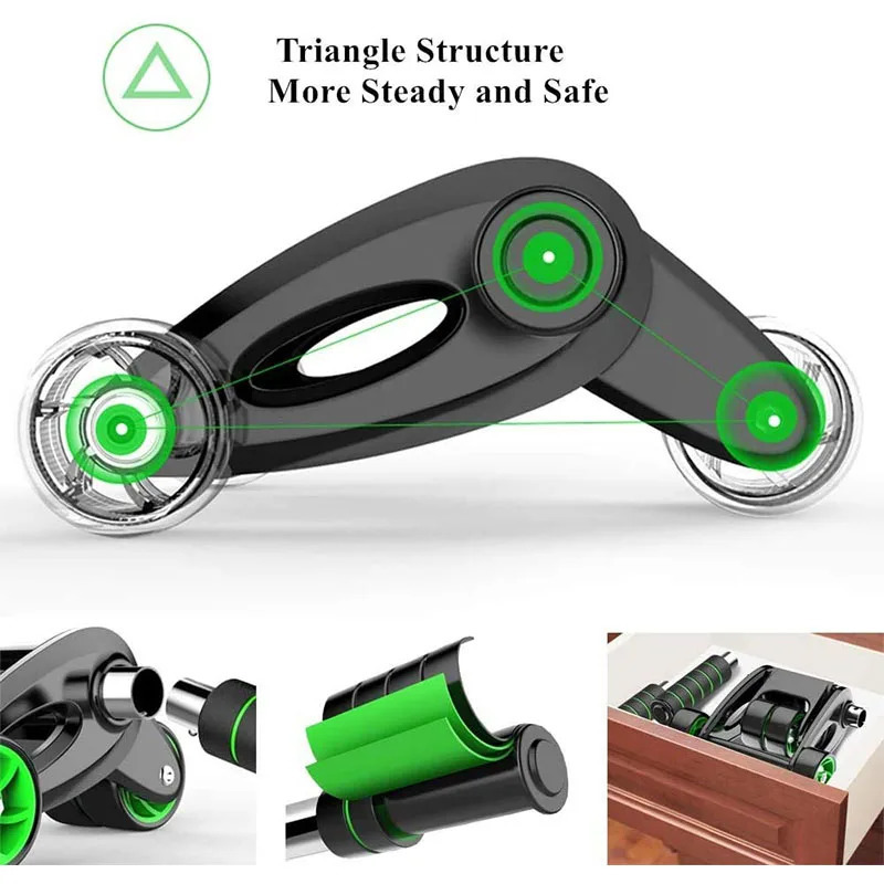 Ab Rollers Folding Abs Workout Roller Wheel For Abdominal Exercise With Knee Pad Resistance Bands Strength Home Gym Fitness Equipment 231104