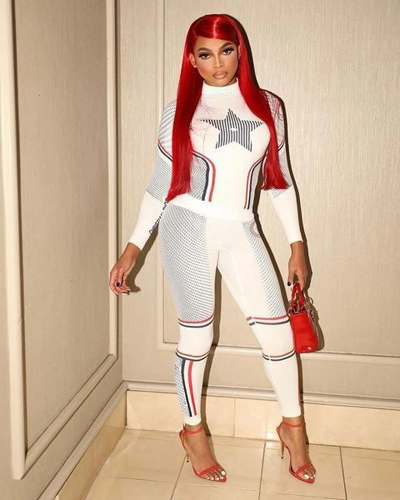 Womens Two Piece Pants STYLISH LADY Letter Printed Skinny 2 Set Women Long Sleeve T Shirt And Pant Suits Autumn 4 Ribbed Sports Tracksuits