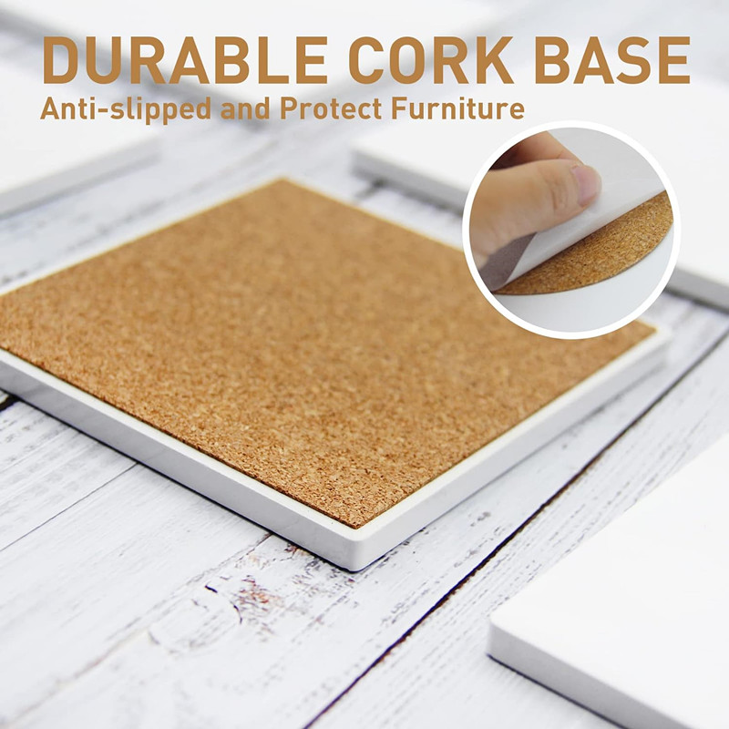 Sublimation Blank Absorbent Ceramic Coaster With Cork Backing Pads Mat Pad Thermal Heat Transfer DIY Image Cup Coasters For Home Decorate Drink Sweat