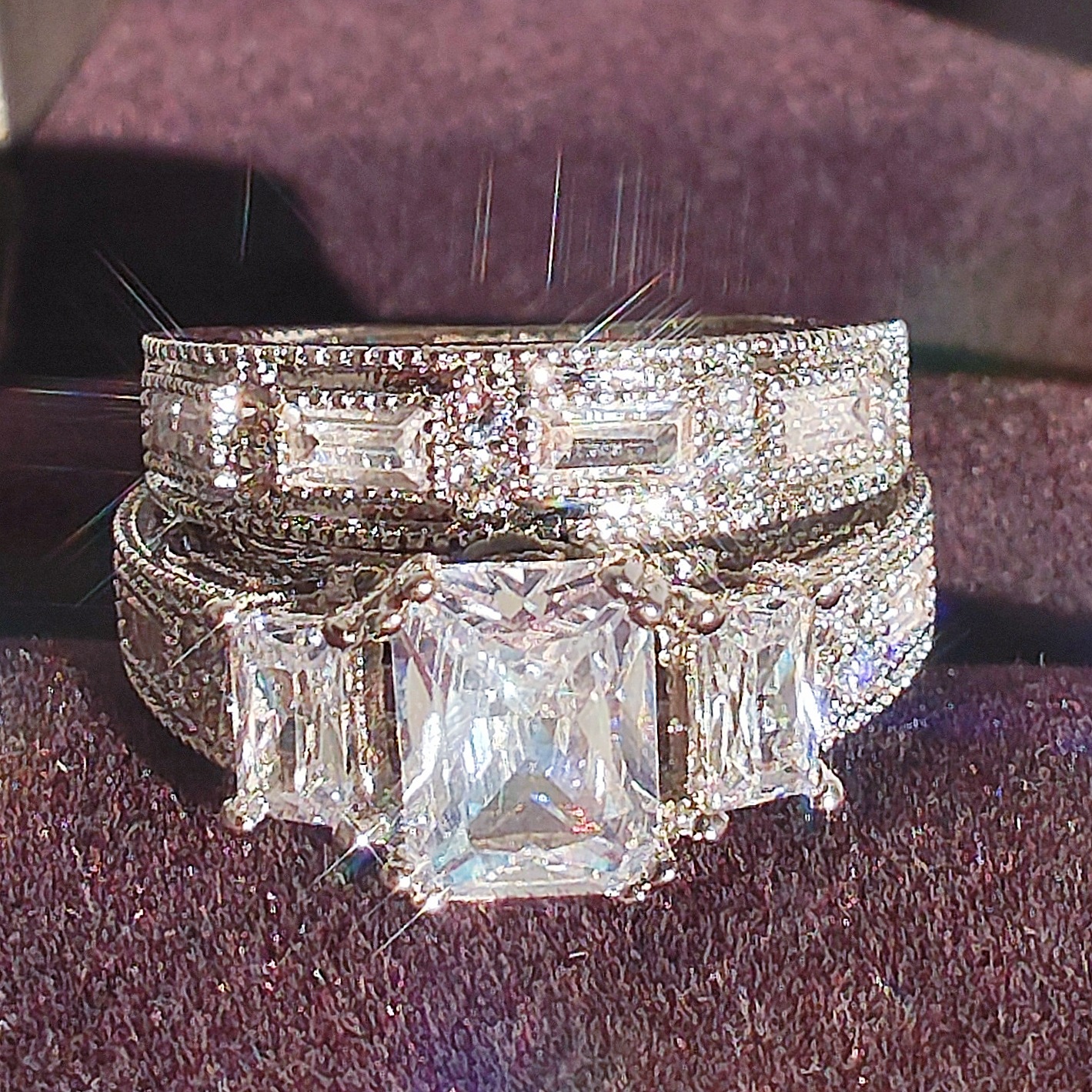 Choucong Unique Handmade Wedding Rings Luxury Jewelry 925 Sterling Silver Princess Cut White Topaz CZ Diamond Gemstones Party Women Bridal Couple Ring