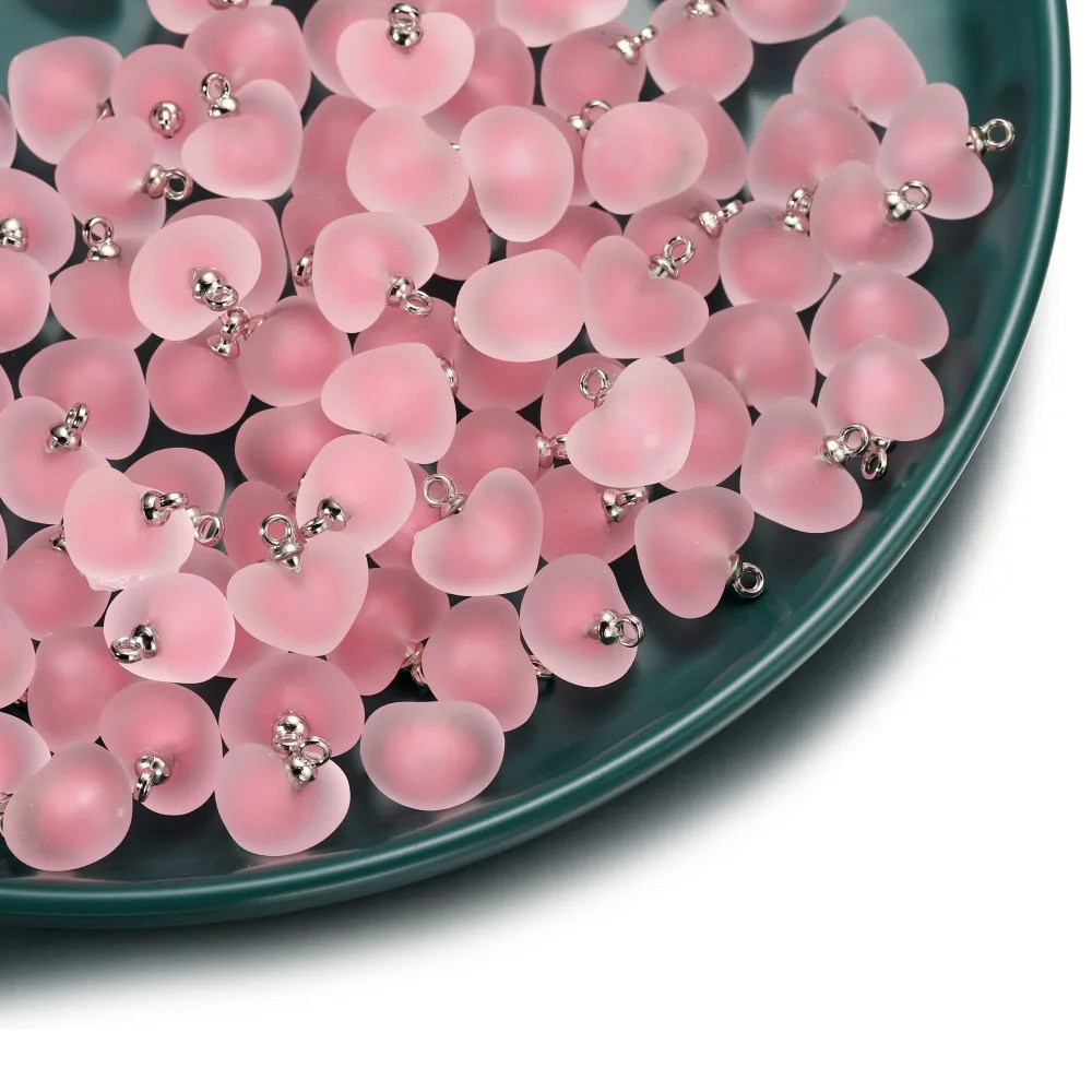 Charms 10pcslot Resin Frosted Multicolor Heart For Handmade Bracelet Earrings Necklace Pendant DIY Jewelry Making Supplies 231204