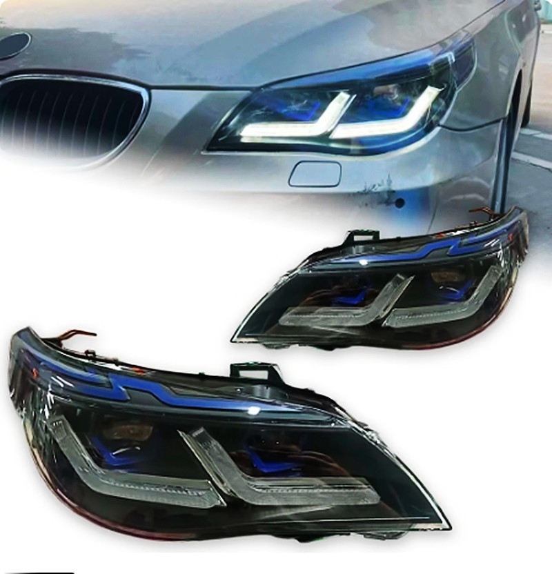 Car Head Lamp for BMW E60 Headlights 2003-2009 523i 530i Angel Eye LED Headlight DRL Hid Bi Xenon Lights