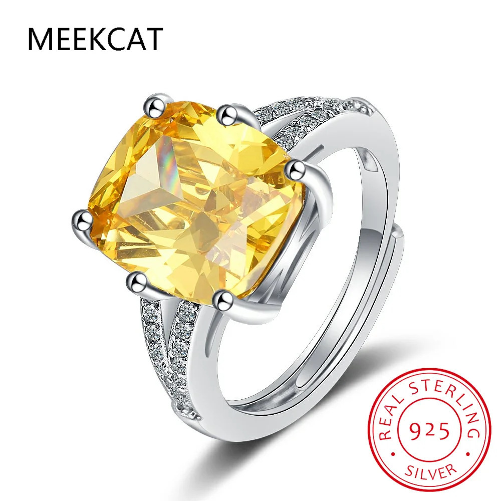 Wedding Rings 100% 925 Sterling Silver Created Citrine Diamonds Gemstone Wedding Engagement Ring Fine Jewelry Gift Wholesale 231202