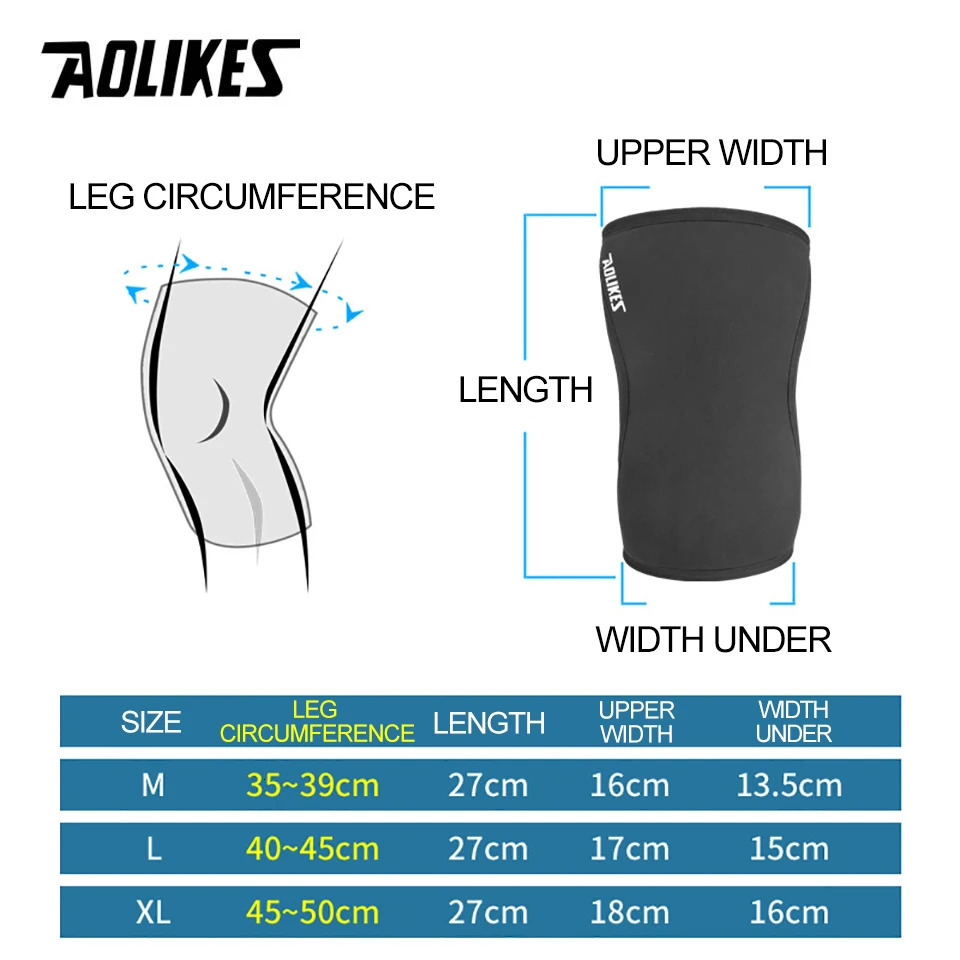 Elbow Knee Pads AOLIKES 1 Pair Squat 7mm Sleeves Pad Support Gym Sports Compression Neoprene Protector For CrossFit Weightlifting 231204