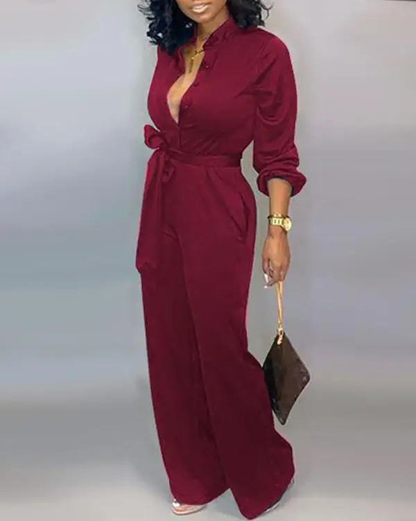 Women's Jumpsuits Rompers Women Buttoned Jumpsuit Long Sleeve Autumn Rompers Women Jumpsuit Overalls 231202