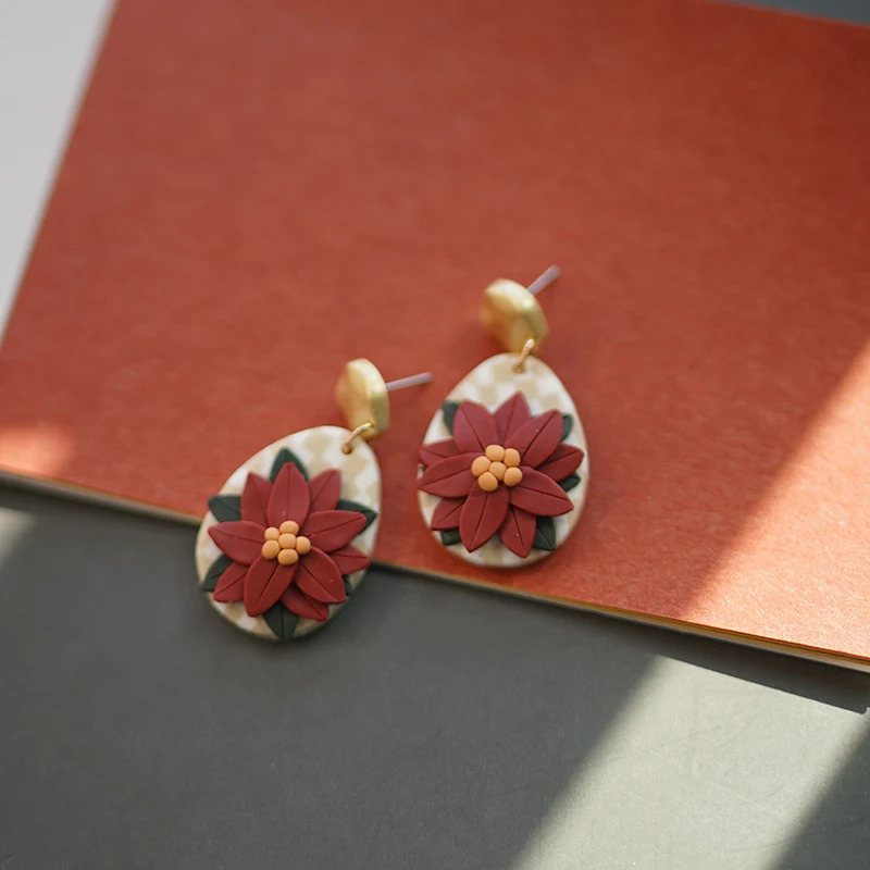 Stud Handmade Crafts Molded Floral Christmas Holiday Multi Colors Shapes Wreath Polymer Clay Pattern Dangle Earrings Sets Jewelry 231204