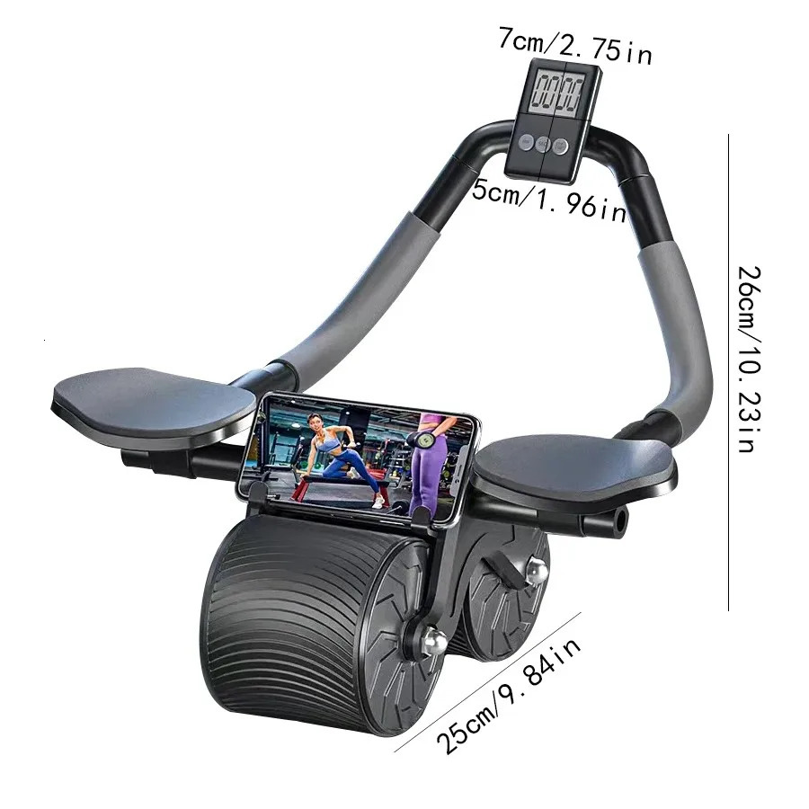 Ab Rollers Abdominal Wheel with Timer Safe Silent Multifunctional Muscle Stretch Roller Durable Exercise Training Tools 231202