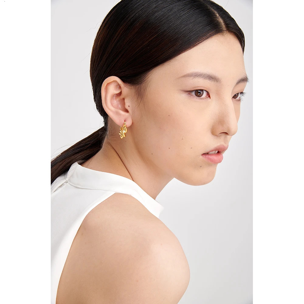 Charm Yhpup Stainless Steel Twist Hoop Earrings Metal 18 K Gold Plated Temperament Jewelry Minimalist Geometric Summer Gift Waterproof 231204