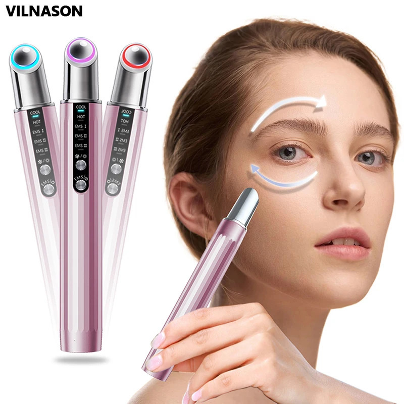 Eye Massager Beauty Health Pen EMS Microcurrent Face Lifting Wrinkle Remover Heating Eyes Massage Apparatus Skin Care Machine 231204