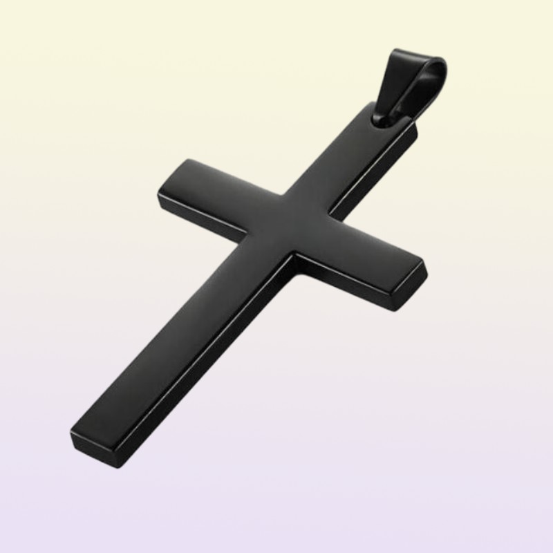 vintage cross pendant necklace stainless steel black chain men women jewelry gift