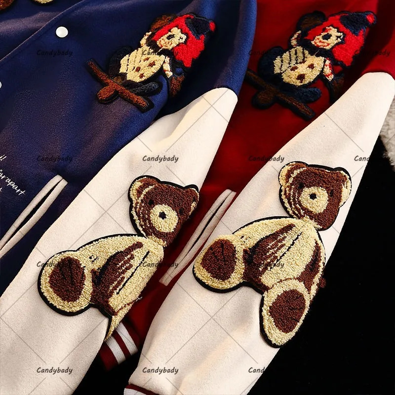 Men's Jackets American Street Flocking Embroidered Clown Baseball Uniform Y2K Retro Hong Kong Fashion Casual Couple Jacket For Men And Women 2312