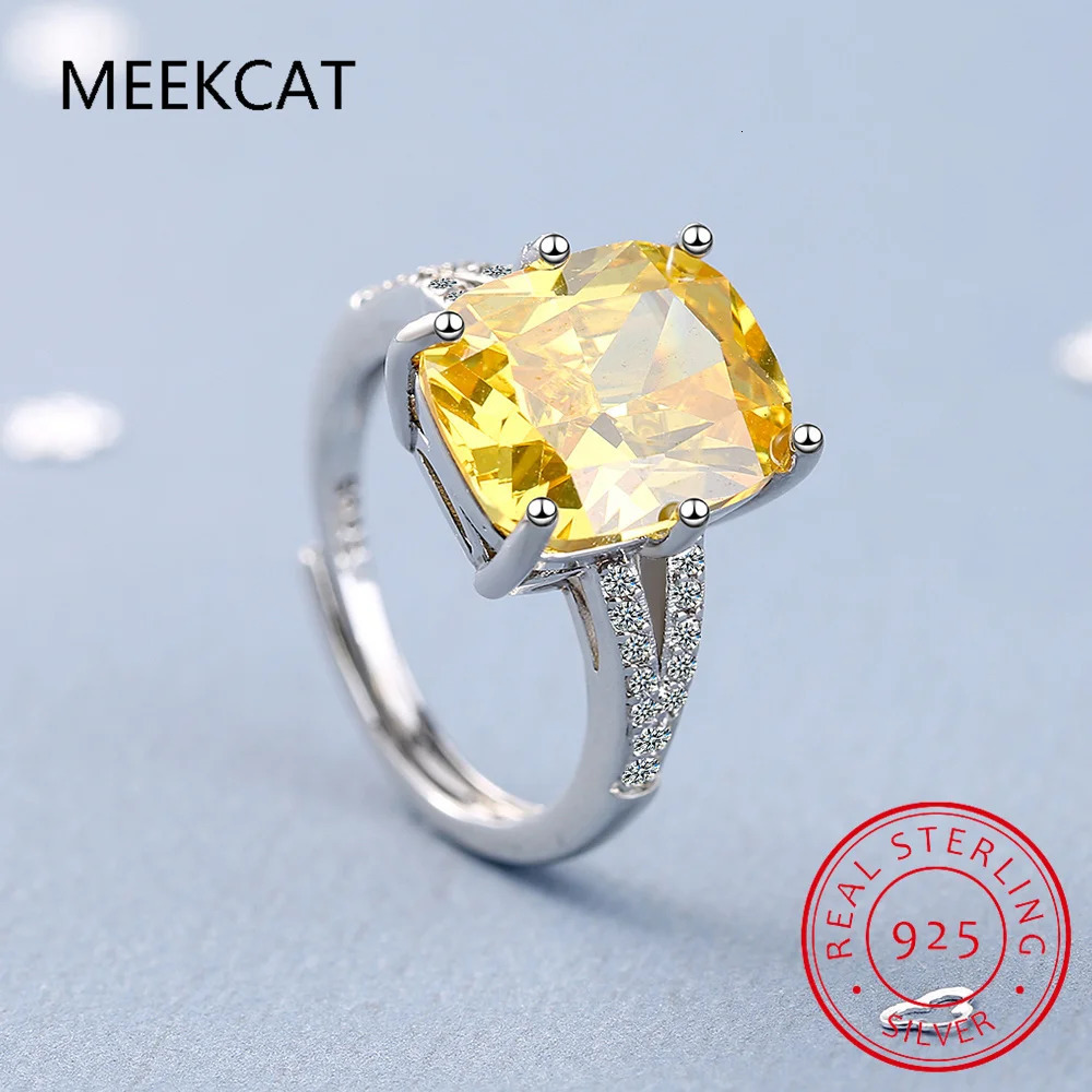 Wedding Rings 100% 925 Sterling Silver Created Citrine Diamonds Gemstone Wedding Engagement Ring Fine Jewelry Gift Wholesale 231202