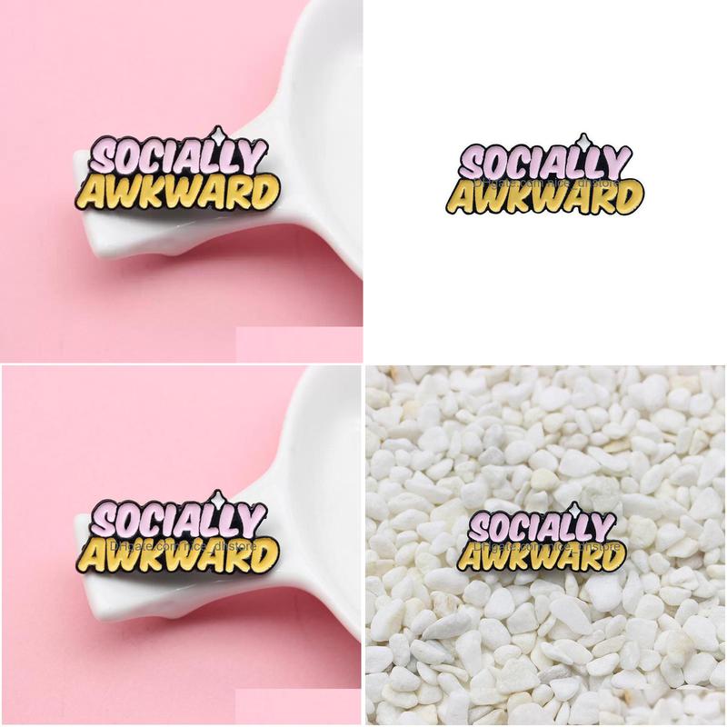 Pins Brooches Cute Small Funny Socially Awkward Enamel Pins For Women Christmas Gift Demin Shirt Decor Brooch Pin Metal Kawaii Badg Dhzec