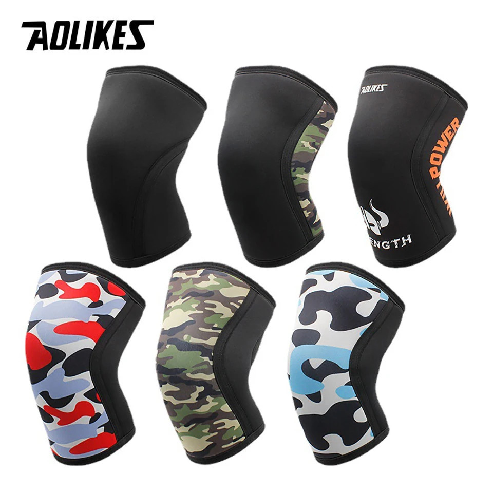 Elbow Knee Pads AOLIKES 1 Pair Squat 7mm Sleeves Pad Support Gym Sports Compression Neoprene Protector For CrossFit Weightlifting 231204