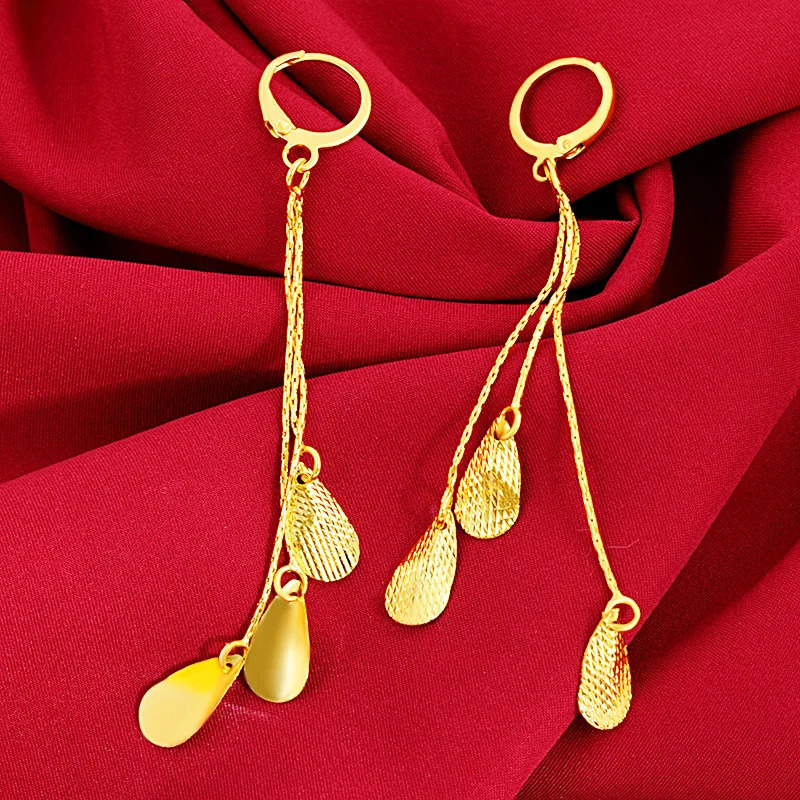 Stud Real 100% 14 K Yellow Gold color Earrings for Women Fine Orecchini Bizuteria Gemstone 14K Garnet Jewelry Drop 231204