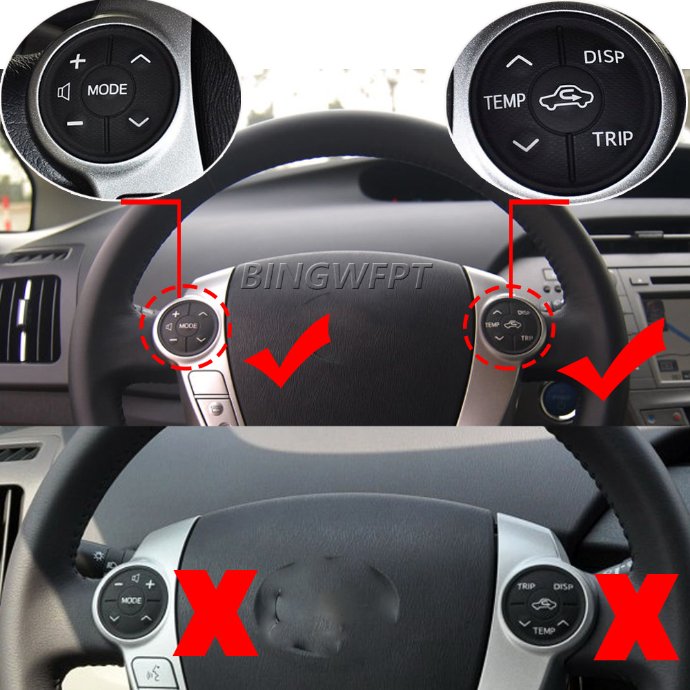 Car Accessories Steering Wheel Switch Controls Rubber For 2013 toyota prius v (zvw 40) 2012 2014 Toyota aqua Button
